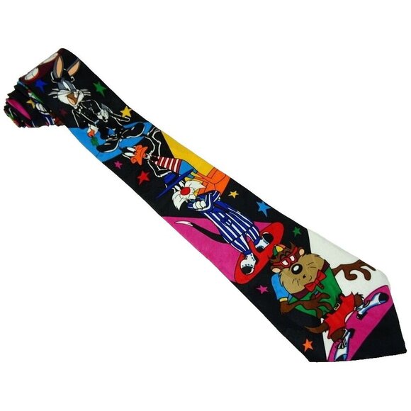 Looney Tunes Tie Mens Necktie 1990s Cartoon Vibe Whimsical Playful Dopamine - Picture 1 of 2
